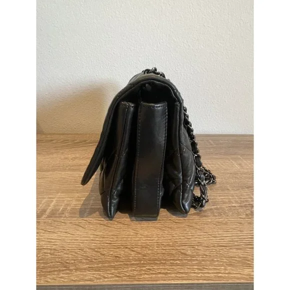 Authentic Chanel Black Quilted Lambskin Leather 3 Accordion Flap Bag - Picture 8 of 11